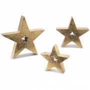 Set 3 stele decorative lemn auriu patinat