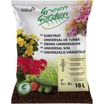 Substrat de turba(pamant pentru flori) Green Garden, pentru semanat si rasadit, 10 litri, Vaco