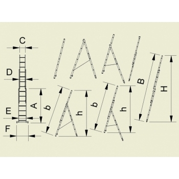 Scara universala cu trei tronsoane 7809, 3x9 trepte, Alverosal #2