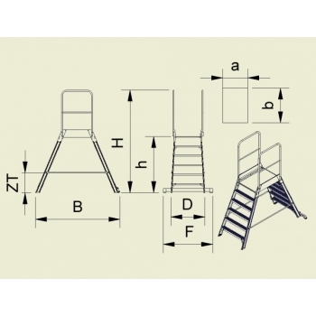 Platforma mica forte cu trepte pe ambele parti 9706, 2x6 trepte, Alverosal #4