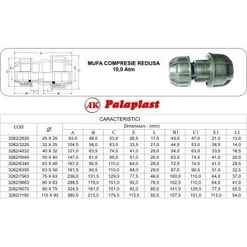Mufa redusa 63x40, Palaplast #2