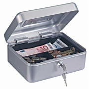 Caseta bani HOMESTAR cash 2, otel, inchidere cu 2 chei, argintiu